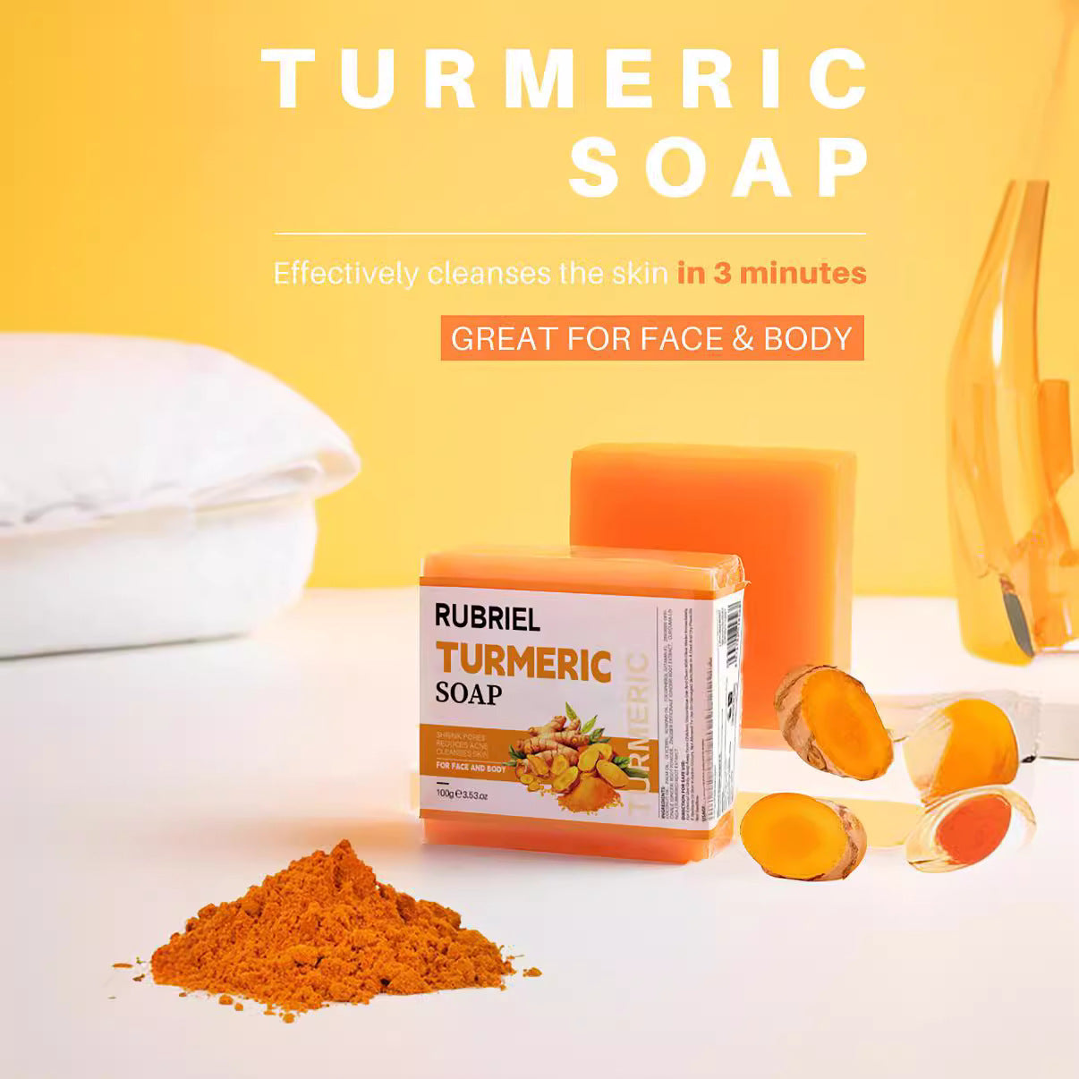 Savon au curcuma, savon rafraîchissant pour le visage et le bain