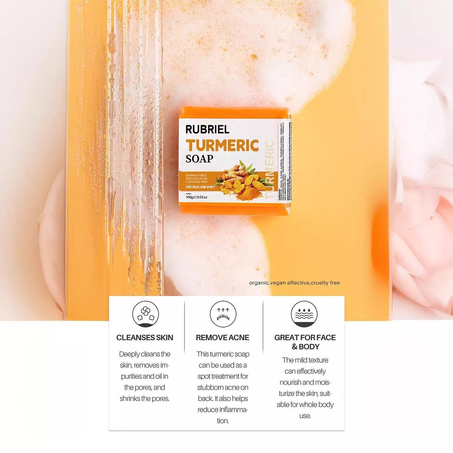 Savon au curcuma, savon rafraîchissant pour le visage et le bain